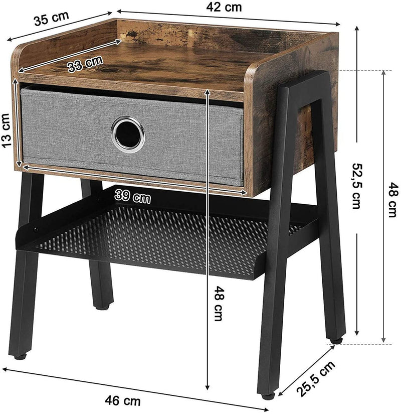 Table de chevet à tiroirs "Conakry" bois métal