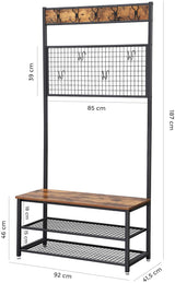 Porte-manteaux avec banc "Leon" métal bois