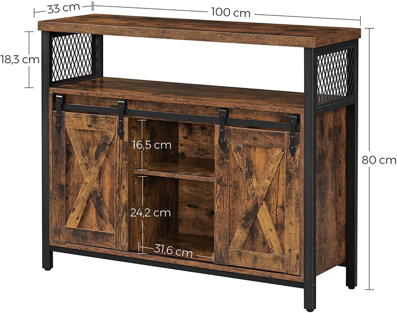 Buffet portes coulissantes "Belpasso" métal bois