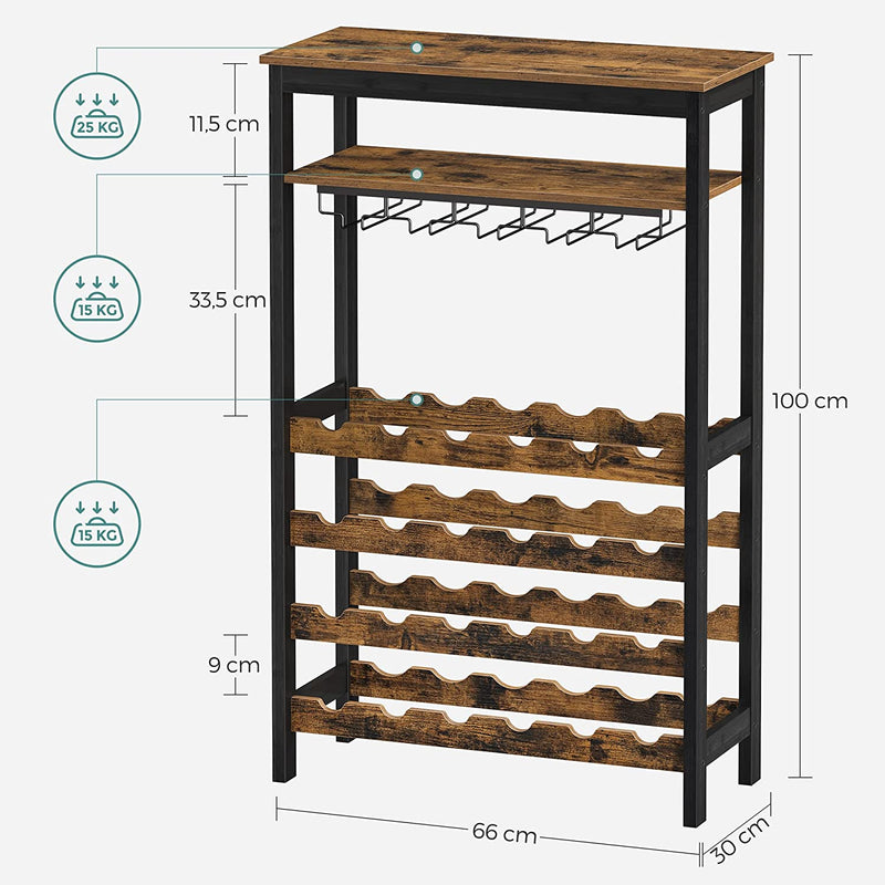 Etagère à bouteilles "Coruna" métal bois