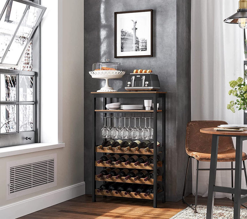 Etagère à bouteilles "Coruna" métal bois
